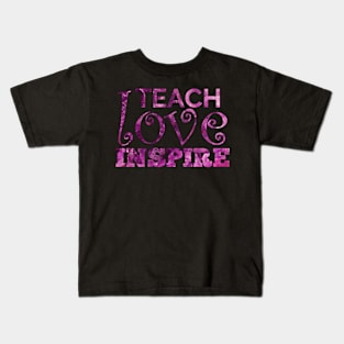 Teach Love Inspire purple text Kids T-Shirt